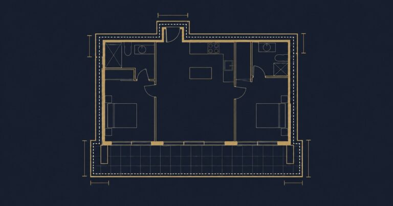 Comparación de tres convenciones de medición de superficie en una misma residencia oceanfront: interior del desarrollador, total con terraza, y superficie ajustada del catastro