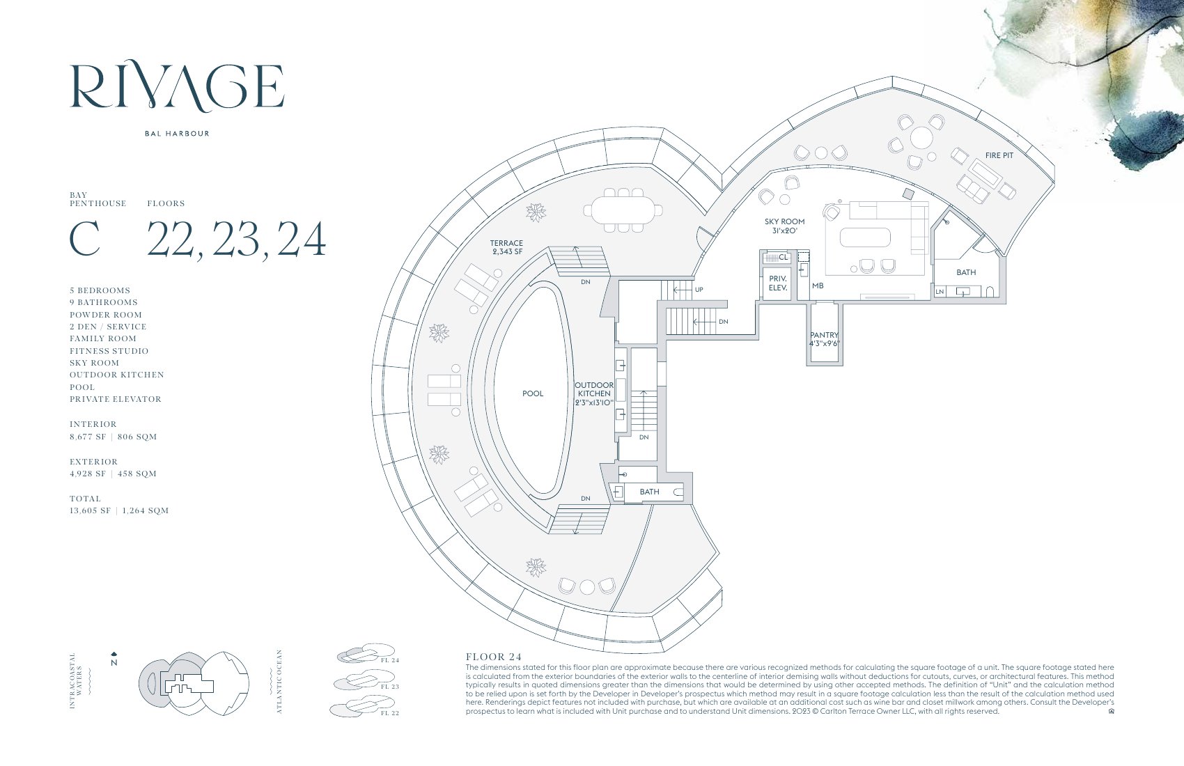 Rivage Bal Harbour Bay Penthouse C floor plan, floor 24