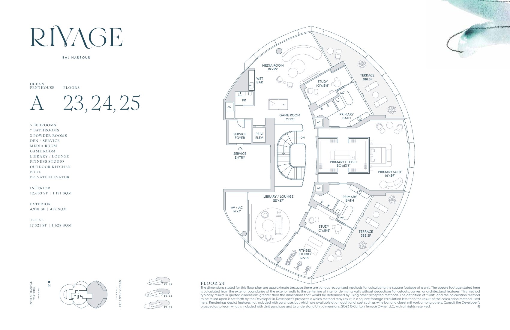 Rivage Bal Harbour Ocean Penthouse A floor plan, floor 24