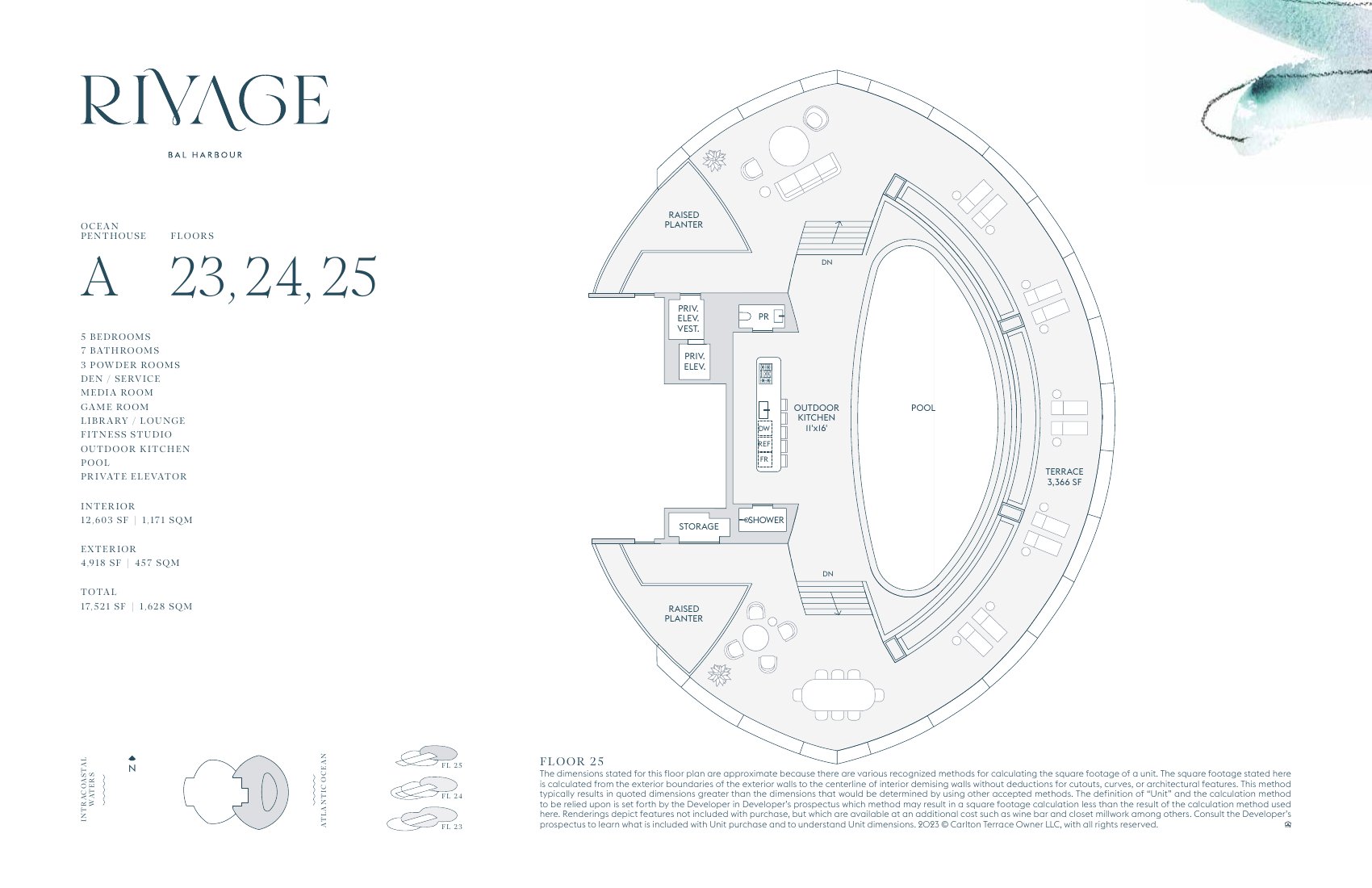 Rivage Bal Harbour Ocean Penthouse A floor plan, floor 25